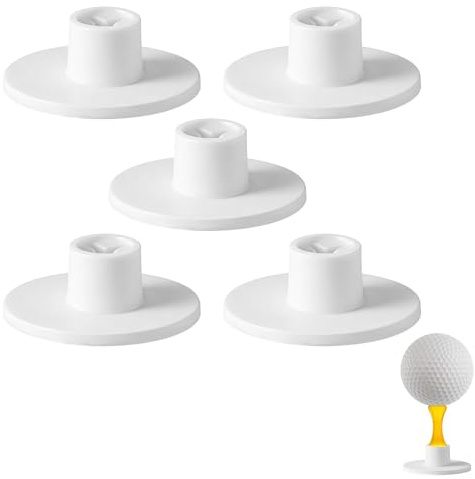 Othrion 5 PCS Rubber Golf Tees for Mats,Golf Tee Holder,Tee Height Tool,Golf Practice Mat, Driving Range Tees,Golf Tee Height Tool,for Outdoor Indoor Hitting Mat,White