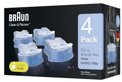 Braun Packung mit 4 Original-Reinigungsflüssigkeiten für Rasierer, Rasenmäher 81387055 81387055
