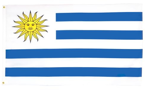 AZ FLAG - Bandera Uruguay - 150x90 cm - Bandera Uruguaya 100% Poliéster ligero Con Ojales de Metal integrados - 80g