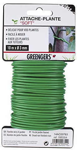GREENGERS - Liens de jardinage pour ligatures, Ficelles de jardinage- Lien de tuteurage Soft,attache plantes souple- 10m x 3mm -Facile à nouer,permet d'attacher et maintenir vos plantes structurées