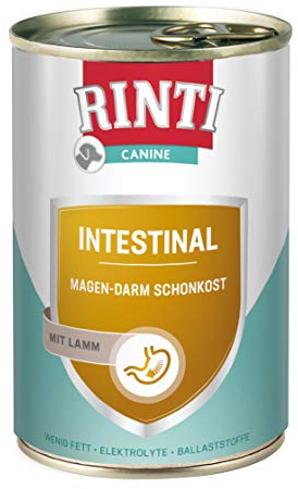 RINTI - Canine Intestinal | Leicht verdauliches Diät Nassfutter für ausgewachsene Hunde mit gastrointestinalen Problemen. Alleinfutter mit erhöhtem Elektrolytgehalt in der Dose | 12x400g Lamm