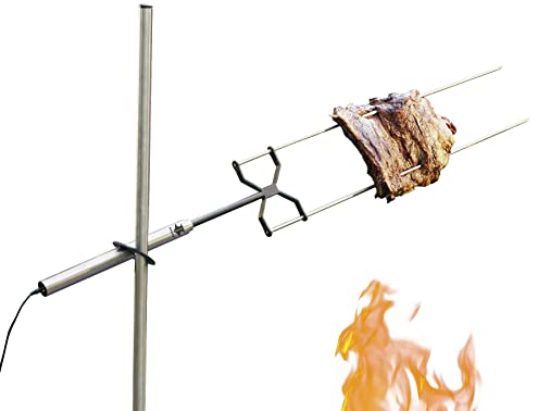 Kanka Grill: Brasiliansk grill + rotisserie matlagning överallt! En avancerad elektrisk roterande spottgrill: Solar + batteridriven. 100 % bärbar. Kompatibel med alla grillar. Lagar vilken mat som helst.