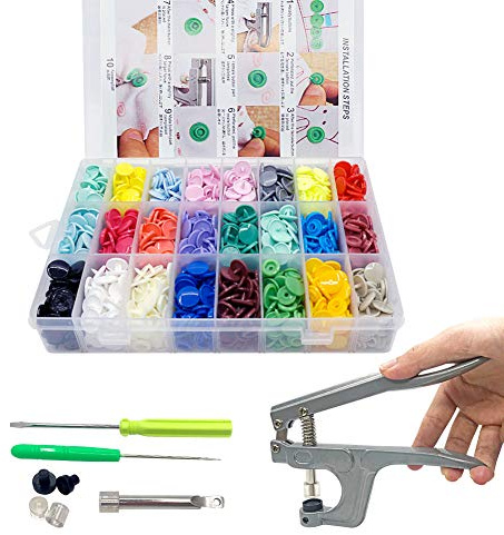 SUNTATOP T5 Bottoni a Pressione in Resina + Pinze a Scatto, 24 Colori, Pinza per Bottoni T3 T5 T8