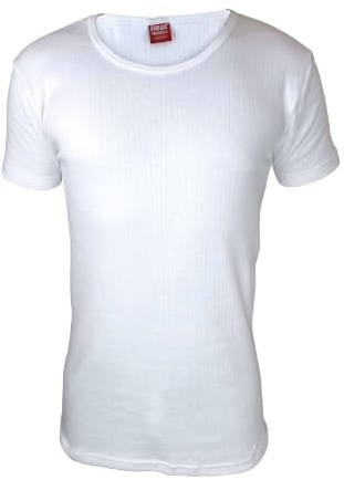 HEAT HOLDERS - Mens Winter Warm Cotton Thermal Underwear Short Sleeve T Shirt Vest (Medium (38-40 Chest), White)