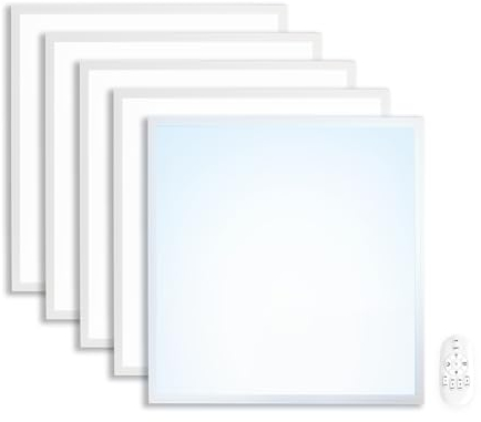 Xtend EcoLight 5x LED Panel 62x62 dimmbar Kaltweiß 6000K 40W Rasterleuchte LED Einlegeleuchte Rasterdecken inkl. Trafos Fernbedienung Bürodeckenleuchte