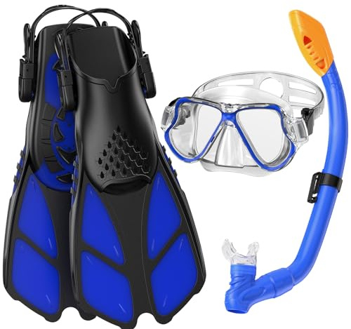 Kids Snorkel Mask Fins Set for 3-8 Years Old Boys Girls Youth Junior with Carrying Bag for Snorkeling Swimming Freediving