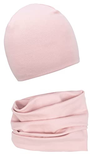 Baby Mädchen Beanie Mütze + Schlauchschal 2er Set, Wintermütze für Jungen Mädchen Baumwolle (B Set: Rosa,53L) (49-53, Baumwolle Set: Rosa)