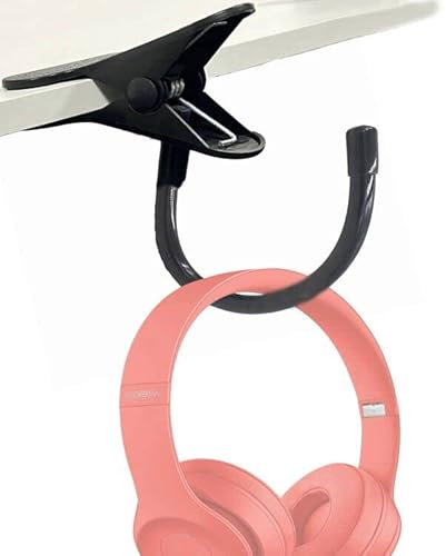 AUXPhome Headset Headphone Hook Holder Hanger Mount Headphone Hook Desk, Headphones Stand with Adjustable Hook, Clamp-On Style - Fit Thick Desk (50MM) - Verticle and Horizontal Mount