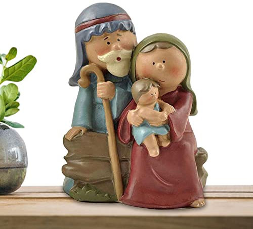 GIMOCOOL Statuina Natività Sacra Famiglia,Set di presepe di Natale in Resina da 2,5 Pollici | Statuine per presepe, Decorazioni Natalizie di Gesù per Soggiorno, Camera da Letto, Studio e Officina