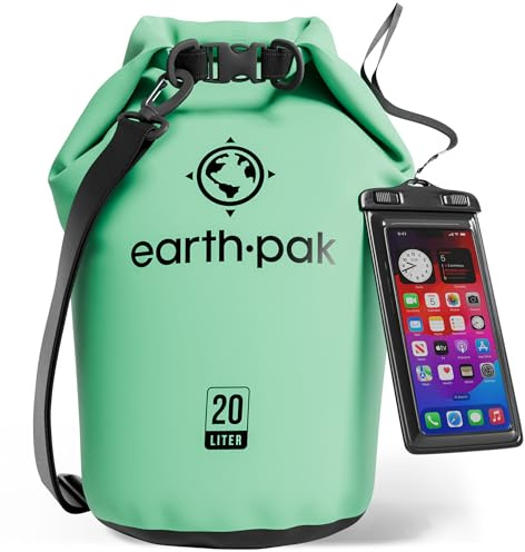Earth Pak 20L Waterproof Dry Bag - Marine Roll Top Dry Sack for Kayaking