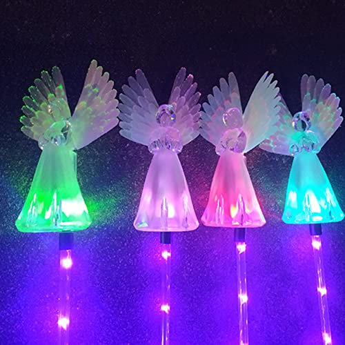 Yuehuamech Solar Angel Lights Outdoor Solar Pathway Lighting Waterproof Angel Stake Light Color Changing Decorative Landscape Lighting for Yard Patio Garden Pathway Decoration