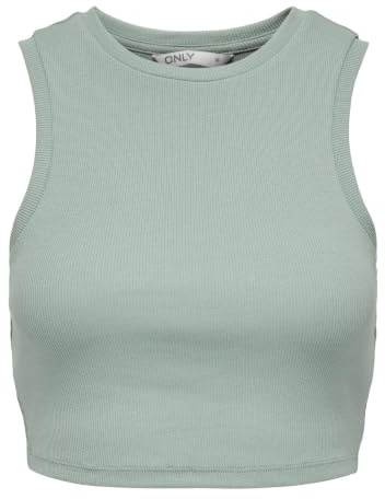 Only Onlvilma S/L Cropped Tank Top Jrs Noos, Maglietta e Top Donna, Verde, M