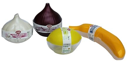 Snips, Set of 4 Food Containers, Food Containers, Lemon Keeper, Onion Keeper, Garlic Keeper, Banana Keeper, Made in Italy, Bpa Free