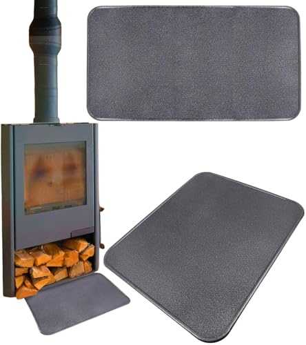 BAUSTER® Kaminbodenplatte aus Metall – Hitzeschutz für Kamin & Ofen – Pulverbeschichtet – Schwarz, Graphit oder Kupfer – 80x49 / 50x60 / 60x80 cm – Funkenschutzplatte (Graphit, 80x49cm)