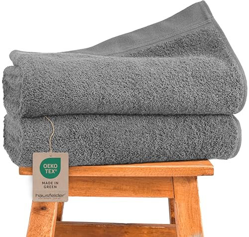 Hausfelder Duschtuch 70x140 – Premium Badetuch 500g/m² - 100% Baumwolle Duschhandtuch Handtücher Set, Ökotex Zertifiziert (70 x 140 cm Grau)