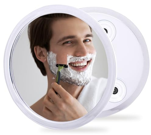 YoHumk Fogless Shower Mirror for Shaving and Makeup with 3 Removable Powerful Suction Cups, Shatterproof Anti Fog Mirror for Shower and Bathroom, Glassless Safety Kids Mirror