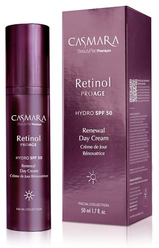 CASMARA - Crema Hidratante Facial Mujer con Retinol, Protector Solar Facial 50 con Vitamina C y Acido Hialuronico, Crema Antiarrugas Mujer, Rutina de Skin Care para Todo Tipo de Piel
