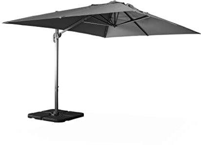 sweeek Alice's Garden - Parasol déporté rectangulaire gris 3x4m + dalles à lester 50x50cm