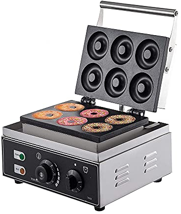 GLJTUO Máquina para Hacer Donuts De 6 Uds, Máquina para Hacer Donuts De 1550W, Máquina para Hacer Donuts con Ajuste De 50-300 ℃ con Molde De 7,5 Cm, CE/Fcc