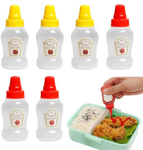 banjiabb 6 Stück Mini Maggi Fläschchen 25ml, Ketchup und Saucenflasche, Dressing Spender für Senf, Mayo, Heiße Soßen, Olivenöl - für Zuhause & Restaurant