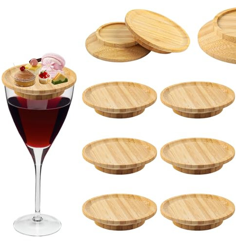 6 Pièces Dessous de Verre Bois, Bambou Dessous de Verre, Dessous de Bougie en Bois, Réutilisable sous Verre en Bois Ronds, pour Boissons, Verres à Vin, Tasses Et Bougies