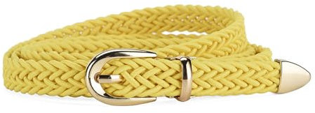CSSHNL Stoffgürtel Damen Braided Waist Belt Metal Buckle Female Belt Vintage Fake Straw Wide Belts Waist Strap Detachable Alloy Buckle Weave Waist Belt(Yellow)
