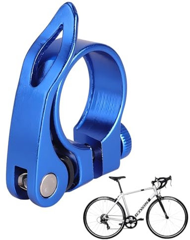 GGUFAY Abrazadera de sillín con liberación rápida de aluminio, cierres de sillín para bicicletas,sillín de aleación de 31,8 mm,Abrazadera para Silla de Bici montaña de Aleación de Alumini(Azul)