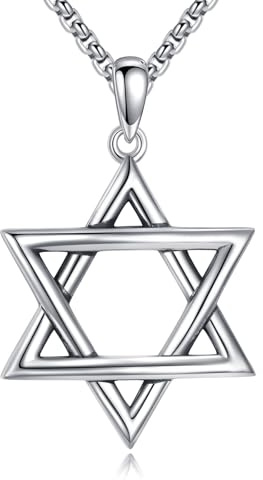 YFN Star of David Necklace for Men 925 Sterling Silver Jewish Necklace for Women Delicate Star of David Pendant Judaica Jewelry Gift, 22+2 Inch Adjustable Chain