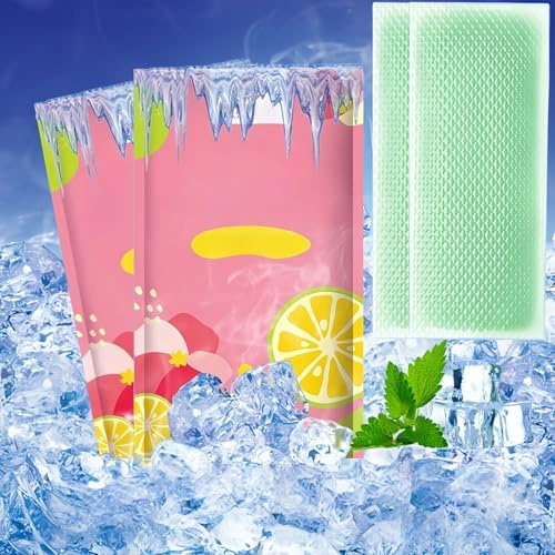 Cooling Gel Patches 20 Pack - 8 Hour Ice Cold Relief for Forehead, Neck & Body Watermelon Mint Scented Instant Temperature Drop for Sunburn, Workouts,Hypoallergenic, Non-Irritating & Portable (Green)