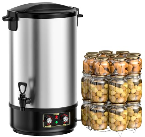WantJoin Electric Canner - 1800W 30QT Stainless Steel Water Bath Canner, Adjustable Temp (86-212°F) & Timer (30-180min), Includes Rack, Jar Lifter, Funnel for Home Canning, Makes 11 Quart Jars