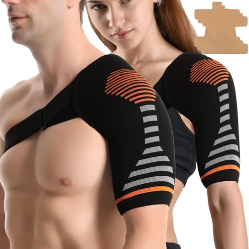 Meunhy Shoulder Support Brace and Waterproof Breathable Muscle Strips,Adjustable Rotator Cuff Shoulder Support for Men and Women,for Torn Rotator Cuff,Arm Sling,For Pain Relief