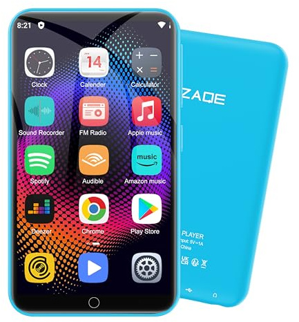 MP3 Player with Bluetooth and WiFi, 80GB Storage& Android OS, 4 Touch Screen Spotify Music&Video Player, Built-in Speaker, FM Radio, MP4 Player for Kids