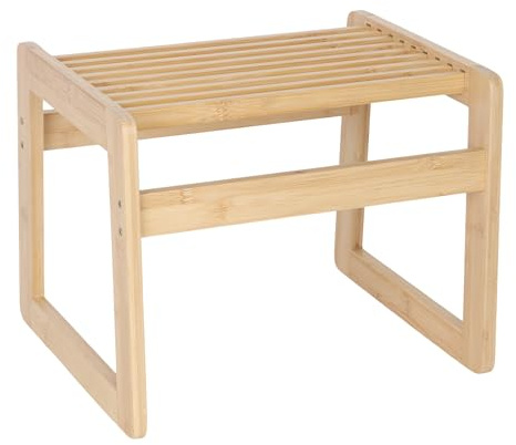 Relaxdays Kompakt bambupall med lameller, bastu, 30 x 38 x 33 cm, naturlig