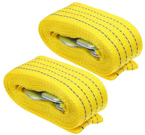 Hemobllo 2 corde di traino in nylon con gancio, 3 m, robuste cinghie di traino per camion e auto, resistenti, versatili, compatibili con rimorchi e emergenze