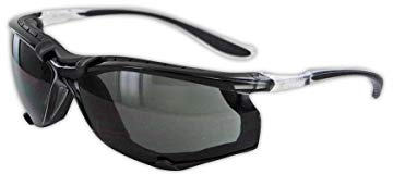 MAGID Gemstone Onyx Foam Lined Safety Glasses, ANSI Z87.1, Removable Foam Seal Blocks Dust & Debris, Anti-Fog UV Protection, Wraparound Gray Lens, Black Frame, 1 Pair, Y84