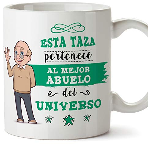 MUGFFINS Taza Abuelo - Esta Taza Pertenece al Mejor Abuelo del Universo - Taza Desayuno/Idea Regalo Original/Día del Padre para Abuelitos. Cerámica 350 mL