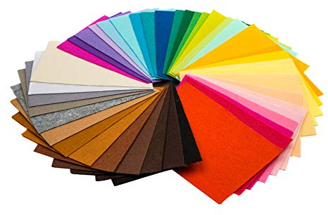 TRIXES 40PCS Felt Fabric Sheets - A4 Size Textile Fuzzy Fabrics DIY Craftwork - Multi-Colour Rectangular Shape - Cut to Size - for Art and Crafts Scrapbooking - 30 x 20cm