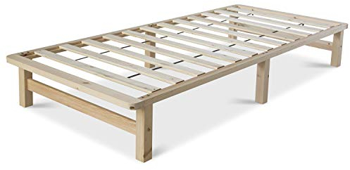 Homestyle4u Holzbett Palettenbett 90x200 mit Lattenrost, Bettgestell Holz Unbehandelt Kiefer Massivholzbett Einzelbett