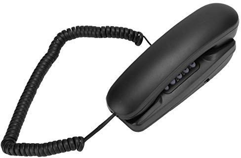 Teléfono con Cable, teléfono Fijo inglés con Cable para Colgar en la Pared con función de Flash/Silencio/rellamada Interfaz de línea RJ45 (6P2C)(Negro)