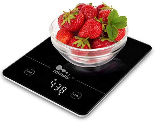 himaly Digitale Küchenwaage 5kg/1g, Digitalwaage Briefwaage mit Tara-Funktion, Sensor-Touch, LED-Display, Auto-Off, elektronische Waage für Nahrungsmittel, Backen, Kochen