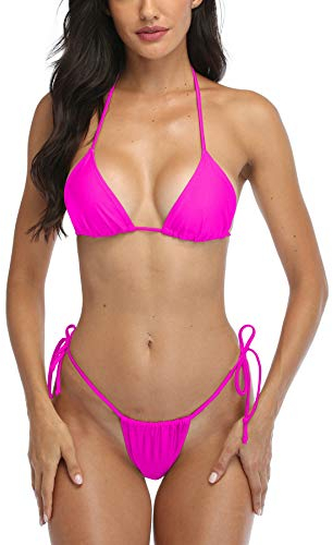 SHERRYLO stringbikini baddräkt för kvinnor brasiliansk botten triangel bikini topp baddräkt, Fushcia, M