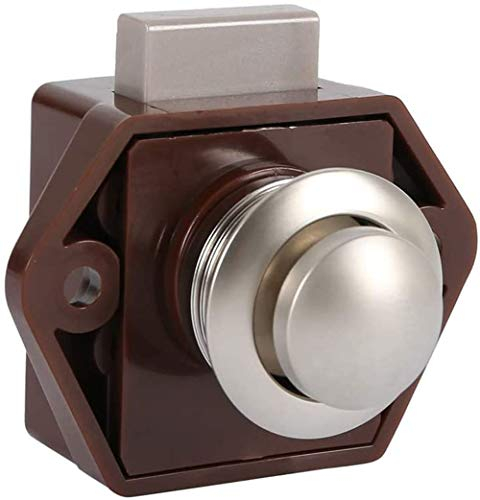 POFET Pestillo de botón para armario, muebles, armario, cerradura de puerta sin llave, para caravana, autocaravana, cámper (marrón)