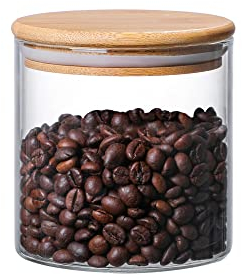 INCETUE 550ML / 18 FL Oz Glass Storage Jar with Wood Lid, Stackable Clear Cylinder Bottle Canister Pantry Jar with Air Tight Bamboo Lid for Food, Coffee, Spice, Sugar, Spaghetti, Herb, Cookie, Tea