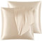 2 Stück Satin Kissenbezug 80x80, ähnlich wie Seide, Kopfkissenbezug Satin Pillowcase Kissen Bezug Kissenhülle für Haar und Haut, Beige