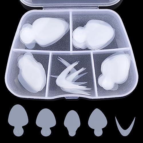 BNG 60 Stück French Forms Aufkleber für Nagel Gel Duett System, Weiche, Wiederverwendbare Silikonpads, Schablone, Dual Formen für French Maniküre