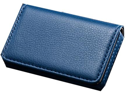 Funda de piel sintética para tarjetas de visita, soporte magnético para tarjetas de nombre, adecuado para hombres y mujeres, Blue