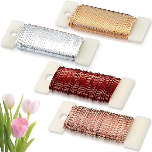 50m Basteldraht Silber schmuckdraht, Handwerk Draht zum basteln DIY Schmuckdraht Weich Anlaufgeschützter silberdraht basteldraht dünn für schmuckdraht silber Schmuckherstellung Blumenstrauß (Farbmix)