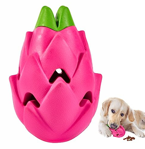AUSCAT Interaktives Hundespielzeug Leckerli, Futterball für Hunde, Naturkautschuk Leckerli-Spender für Große Mittelgroße Hunde, Pitaya Form
