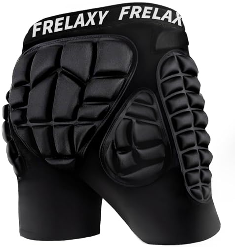 Frelaxy 3D Protective Padded Shorts for Snowboard, Skate and Ski, Snowboard Butt pad, 3D Protection for Tailbone, Hip and Butt (Black, XL)