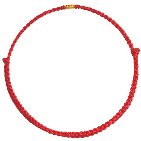 Hyclam Bracelet porte-bonheur et de protection pour homme et femme fait à la main en corde rouge porte-bonheur avec perles dorées Bracelets réglables Cadeau, as shown, Corde en coton